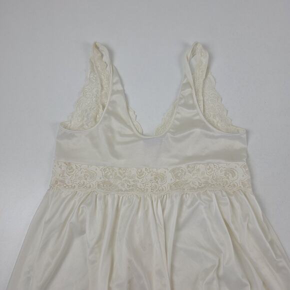 Shadowline Nightgown Womens Medium Ivory Lace Bodice Long Maxi Sleepwear V-Neck - Picture 12 of 16